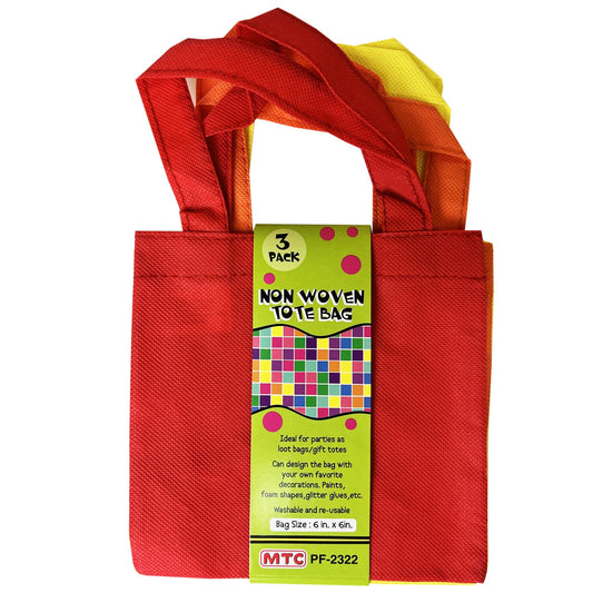 non-woven tote bags - 6x6 - assorted colors  -- 64 per box