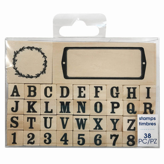 38 piece letter and number stamps -  -- 28 per box