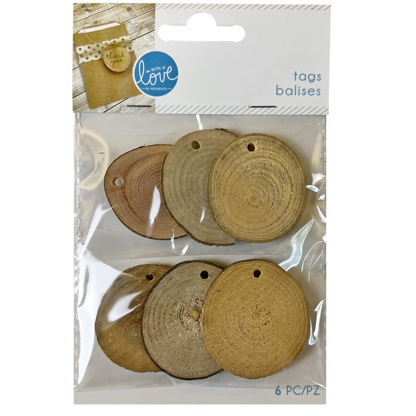 momenta wood tags - 6 pack -- 56 per box