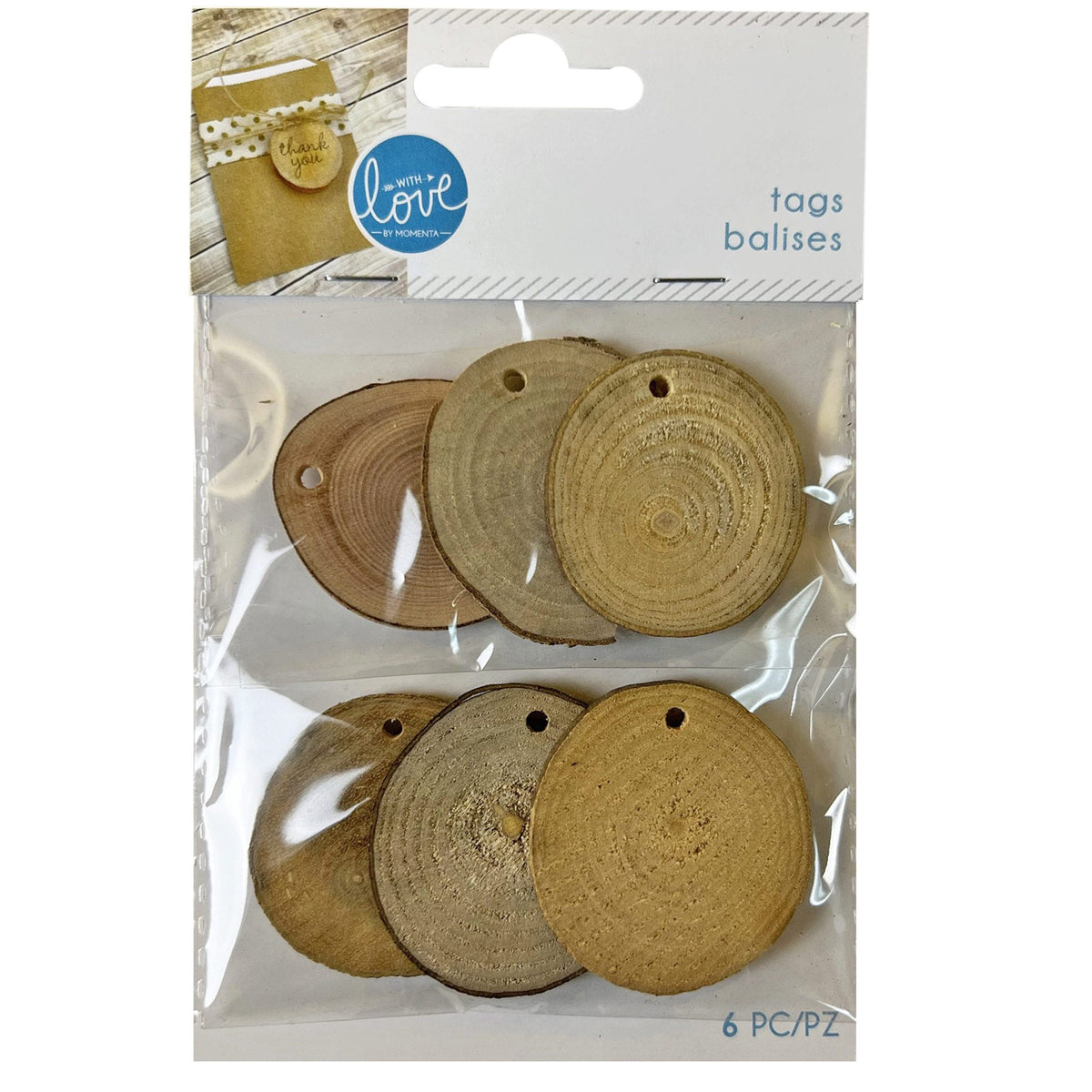 momenta wood tags - 6 pack -- 56 per box