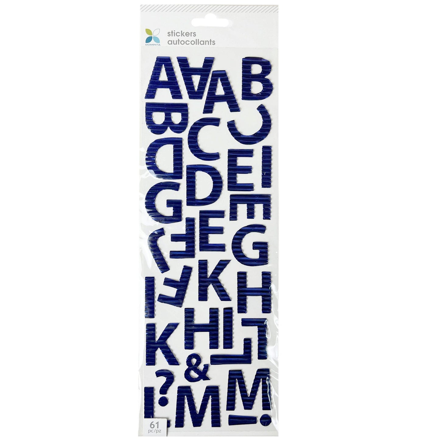 blue alphabet letter stickers - 61 piece - -- 64 per box