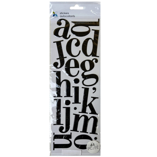 black foil alphabet letter stickers -  -- 64 per box