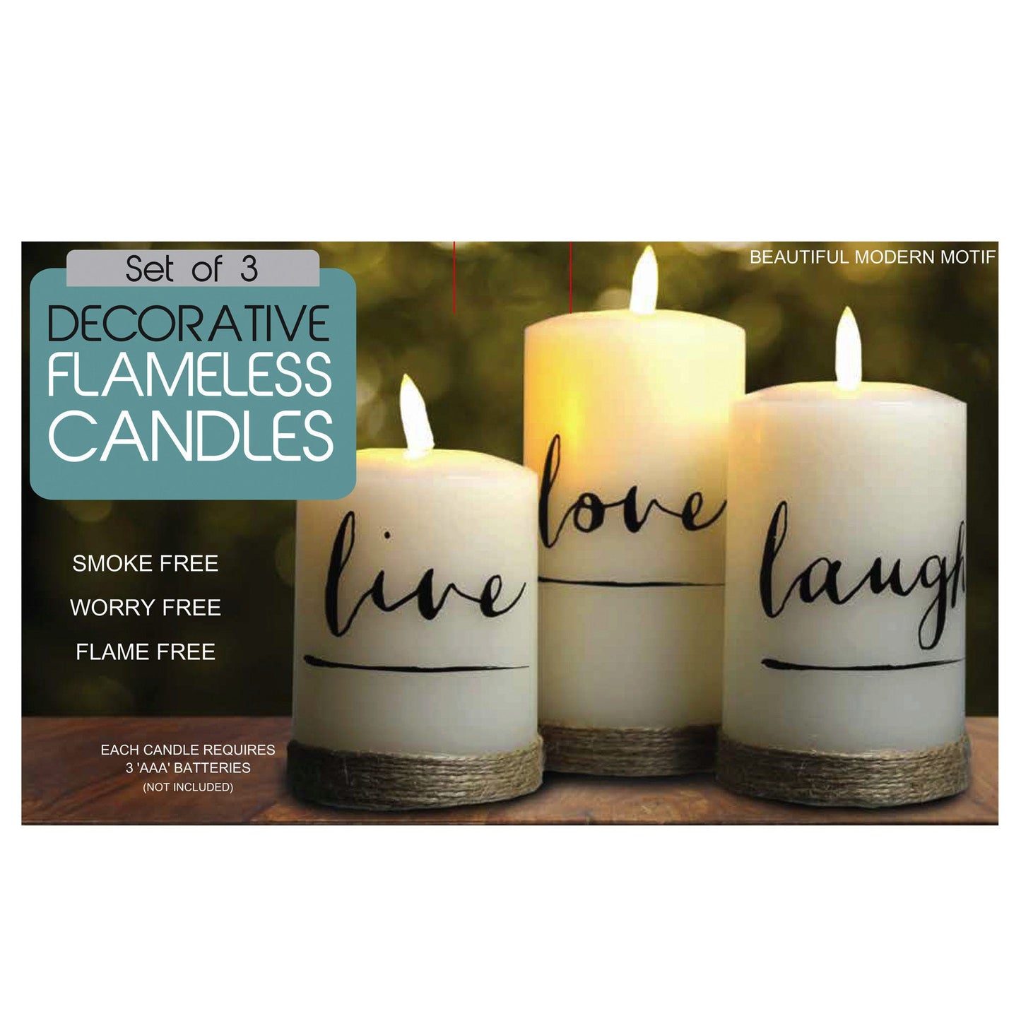 battery operated candle set with jute twine - - -- 2 per box