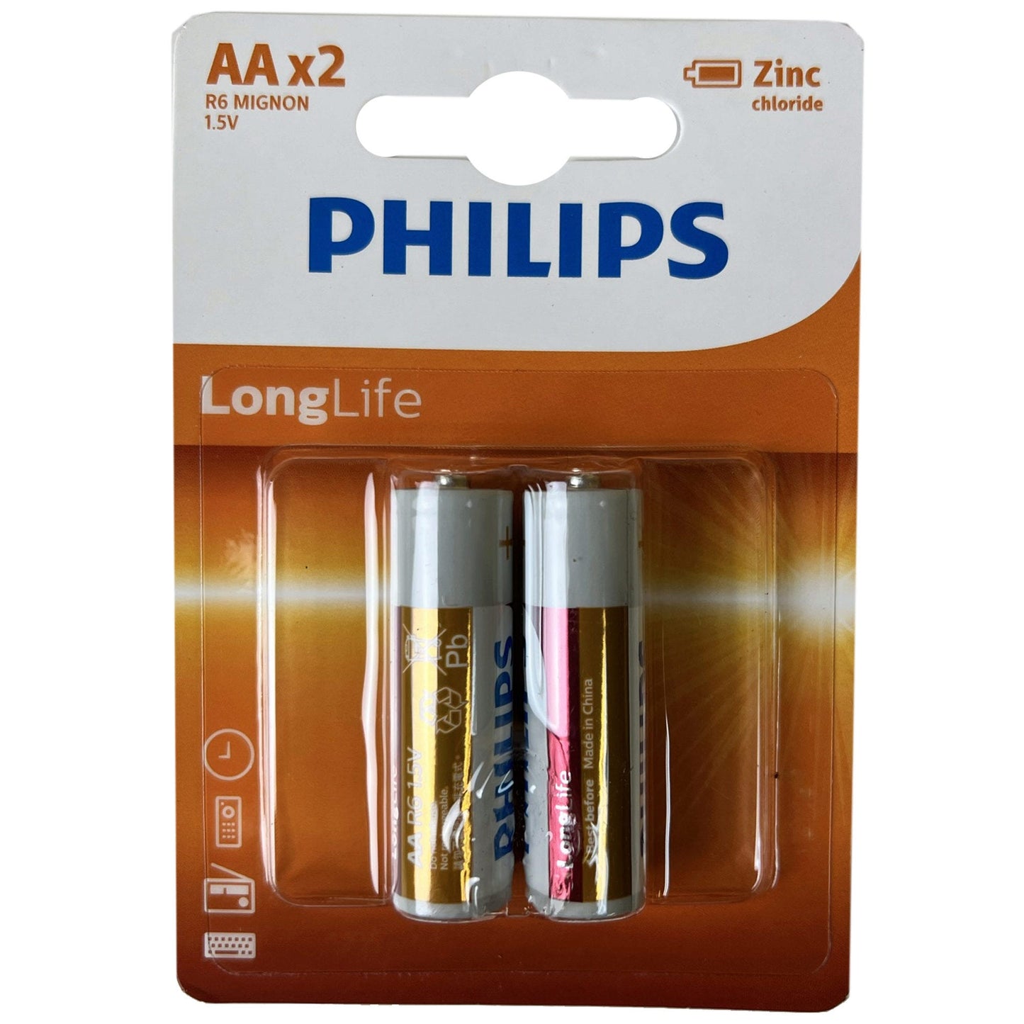 philips long life zinc chloride aa batteries - 4 pack - -- 35 per box