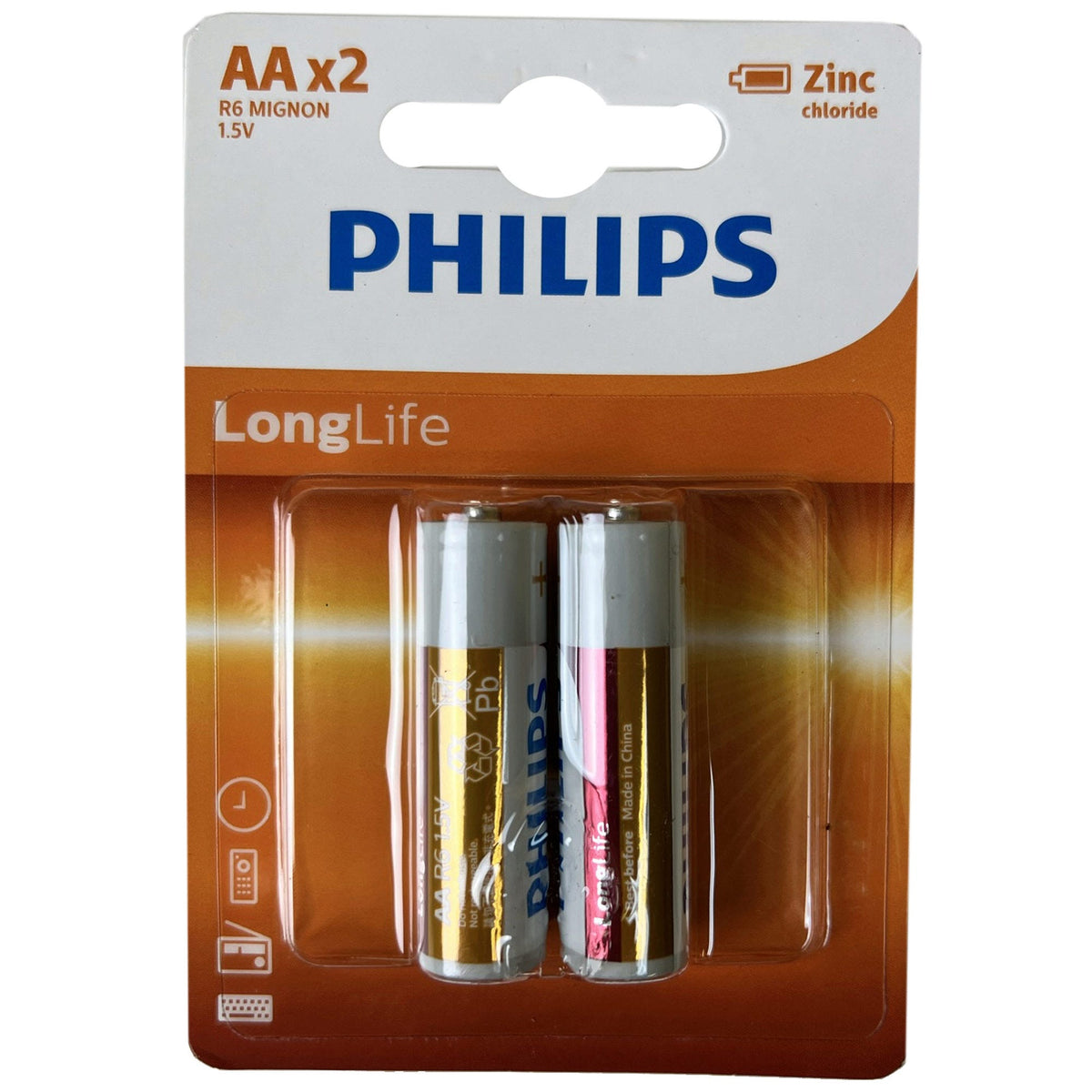philips long life zinc chloride aa batteries - 4 pack - -- 35 per box