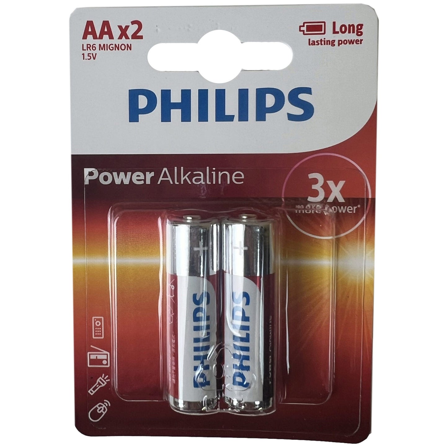 philips power alkaline aa batteries - 2 pack -- 56 per box