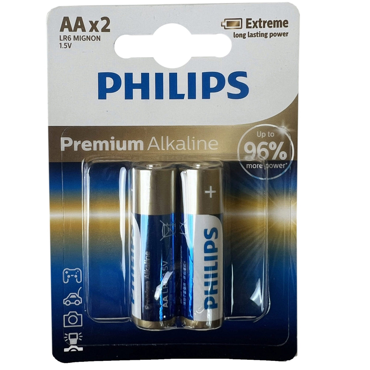 philips premium alkaline aa batteries - 2 pack -- 56 per box