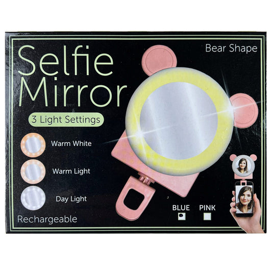 bear shaped phone ring light mirror - assorted colors  -- 19 per box