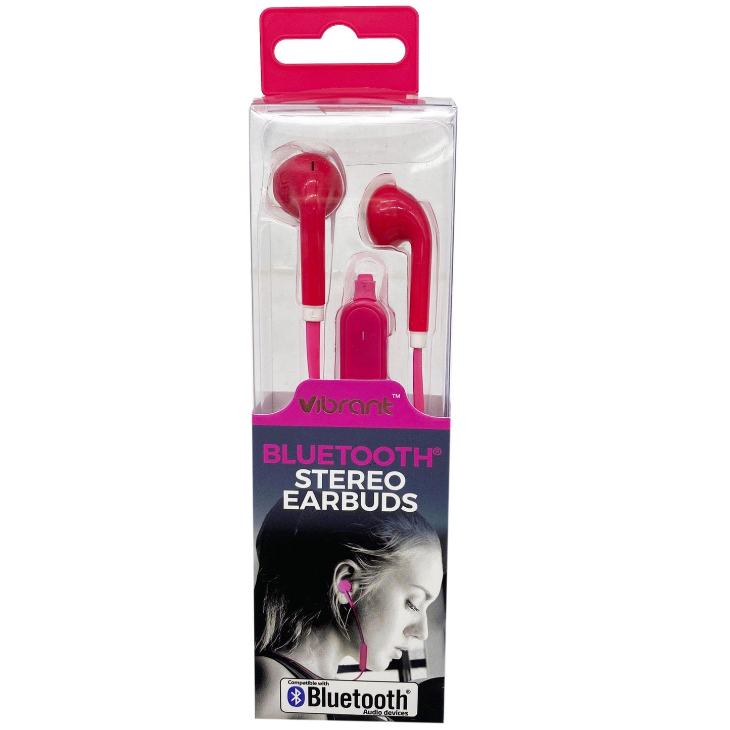 premier wireless bluetooth earbuds with mic in pink -- 18 per box
