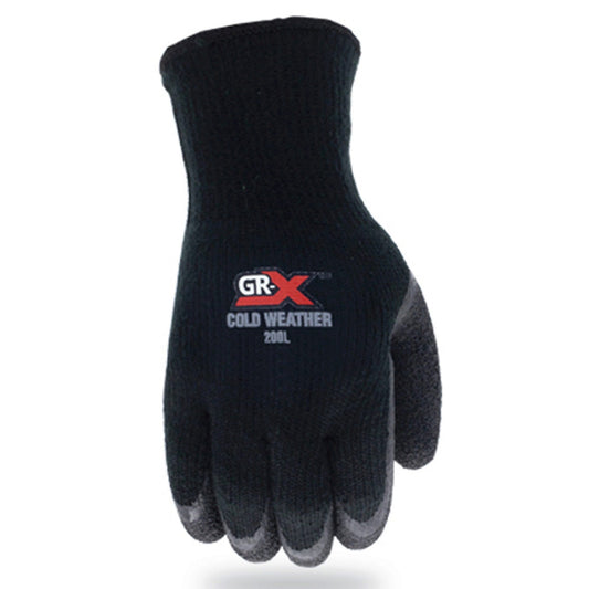 grx cold weather series 200 acrylic crinkle latex work gloves in size m -- 25 per box