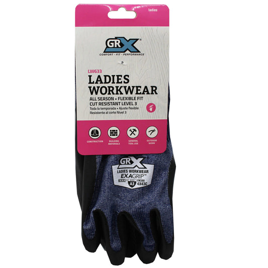 grx all season exa grip ladies workwear lw633 coated work gloves in size small -- 32 per box