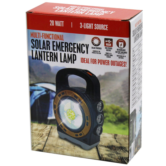 20 watt 3- light source multi- functional solar emergency lantern lamp -- 4 per box