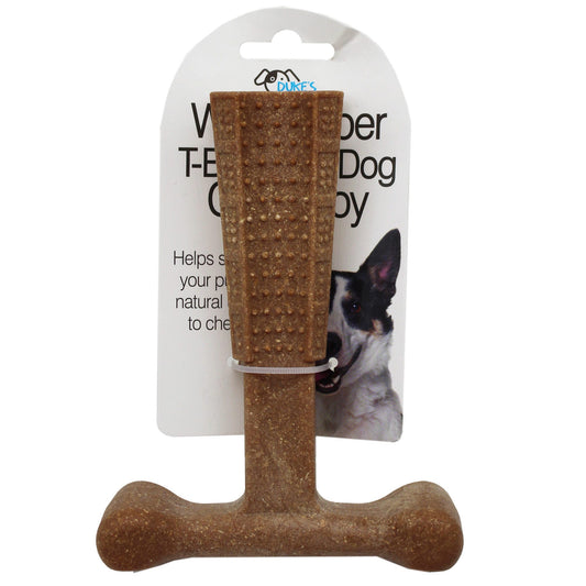 5.75 wood fiber t- bone pet dog chew toy -- 17 per box