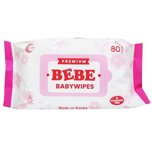 bebe baby wipes 80ct pink -- 24 per case