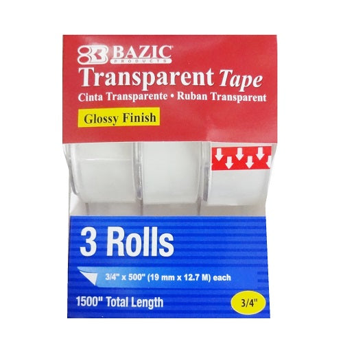 transparent tape 3pk x 500 clear -- 24 per box