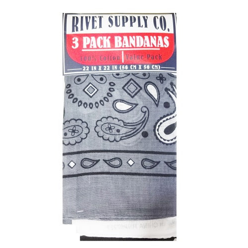 bandana 3pk asst clrs -- 3 per box