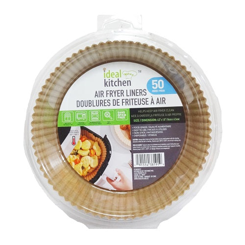 air fryer liners round 50ct brown paper -- 12 per box