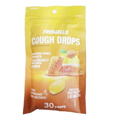 freegells cough drops 30ct honey lemon -- 18 per case