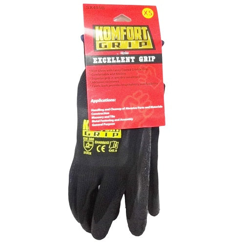 komfort grip work gloves xs blck -- 12 per box