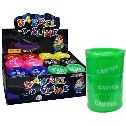 toy 3in barrel-o- slime asst clrs -- 12 per box