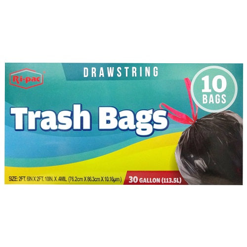 ri- pac drawstring trash bags 10ct 30g -- 24 per case