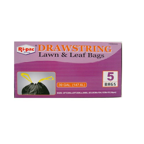 ri- pac drawstring lawn- leag bag 5ct 39gl -- 24 per case