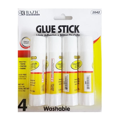 glue stick 4pk 1.12oz washable -- 24 per box