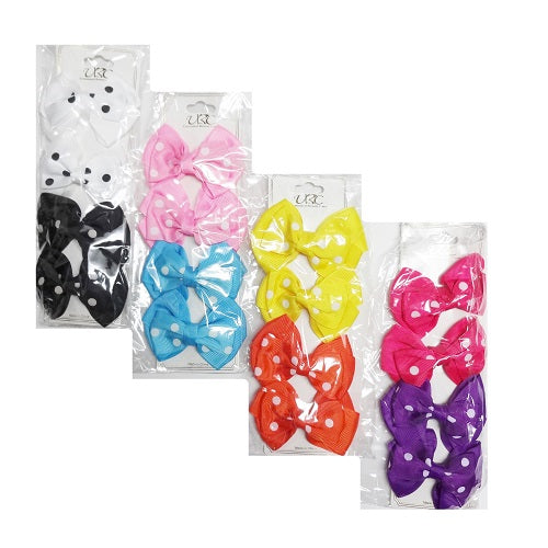 hair metal snaps w- bow 4pk polka dot -- 12 per box