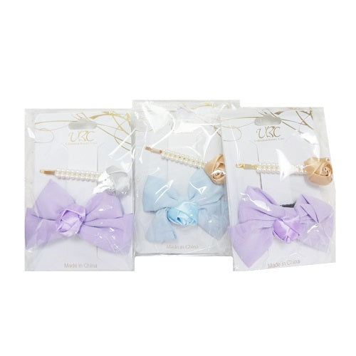 hair metal clips 2pk bow asst clrs -- 12 per box