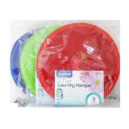 laundry hamper w-3 tier asst clrs -- 12 per box