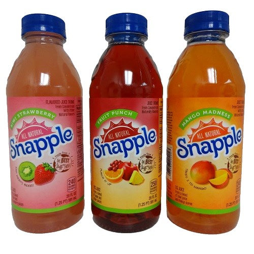 snapple 20oz variety juice bottle crv -- 24 per case