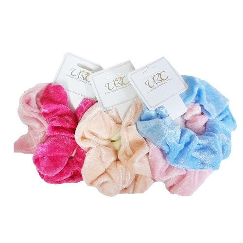 hair scrunchie 3pk velvet asst clrs -- 12 per box