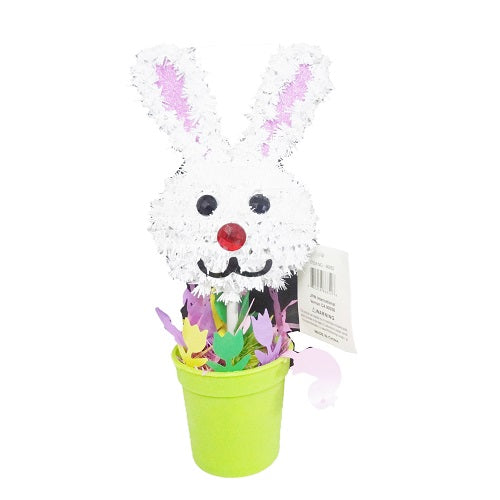 easter flower pot w- bunny tinsel 9in -- 24 per case