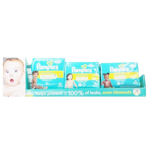 pampers diapers asst shipper swaddlers -- 9 per case