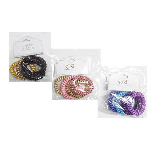 hair ties plastic 4pc spiral asst clrs -- 12 per box