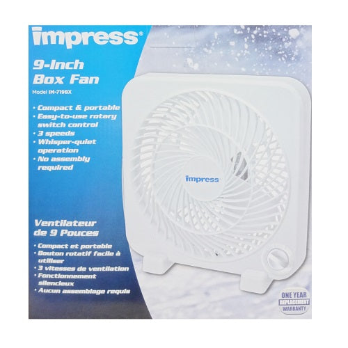 impress box fan 9in 3 speed white -- 6 per case