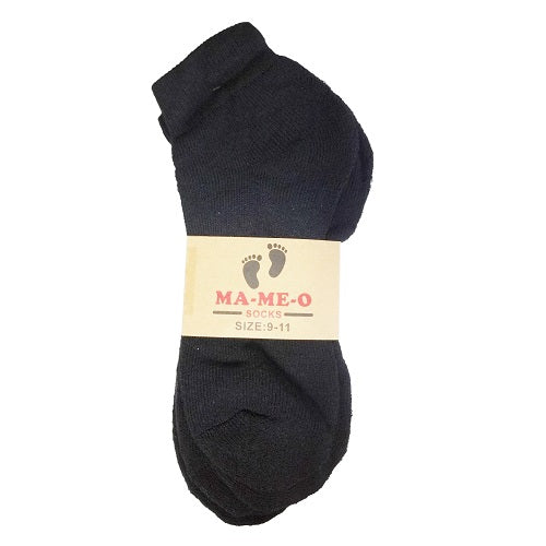 mens socks low top 4pk 9-11 black -- 3 per box