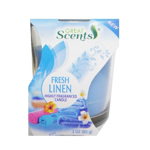 g.s scented candle 3oz fresh linen -- 12 per case