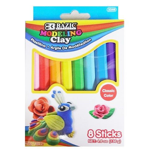toy clay sticks 8ct 4.8oz asst clrs -- 24 per box