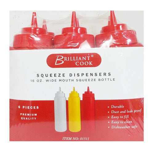 squeeze bottles 6pk 16oz red -- 8 per case
