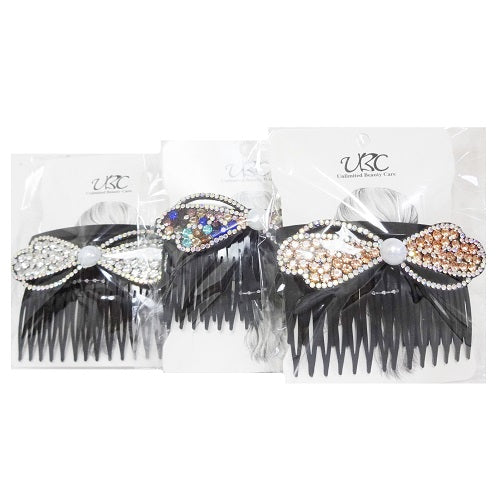 hair comb w- bow 2pk asst -- 12 per box