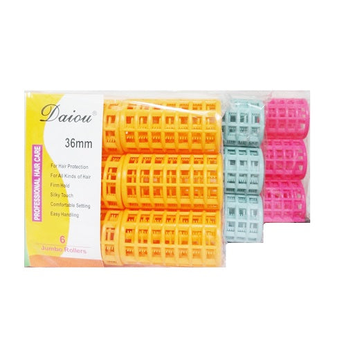 hair rollers 6pk large asst clrs -- 12 per box