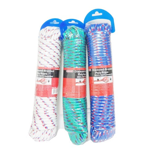 rope diamond braid 3-8in x 100ft asst cl -- 6 per box