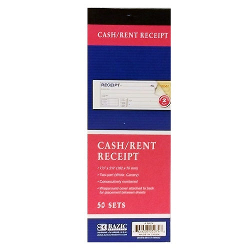 cash- rent receipt 50 sets 2 part carbonl -- 24 per box