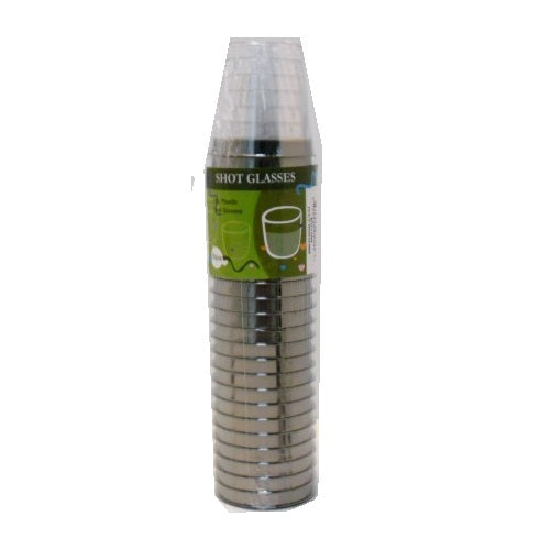 plastic cups mini 24ct clear silve rim -- 48 per case