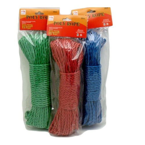 poly rope 30m asst clrs -- 12 per box