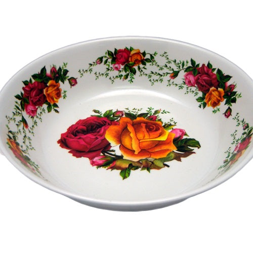melamine shallow plate 8in rose design -- 30 per box