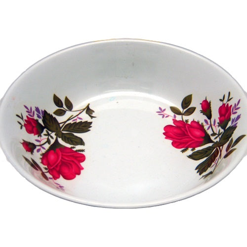 melamine shallow plate 8in red flowers -- 30 per box