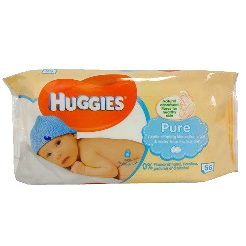 huggies baby wipes 56ct pure -- 10 per case