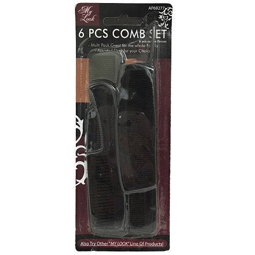 comb set 6pc black -- 12 per box